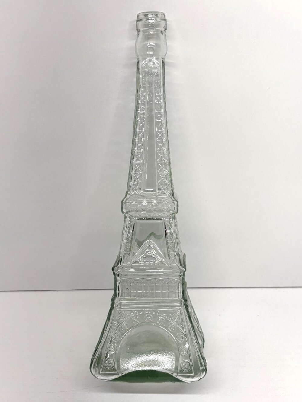 Vintage Eiffel Tower Clear Glass Liquor Bottle Decanter Wine Bottle 14" Tall